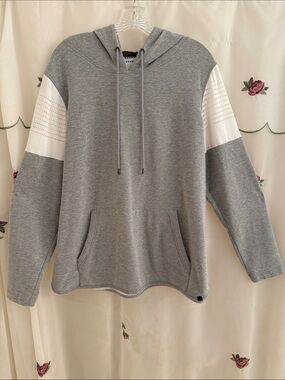 Energy Zone Gray Crewneck Hoodie with White Sleeve Panels and Back
